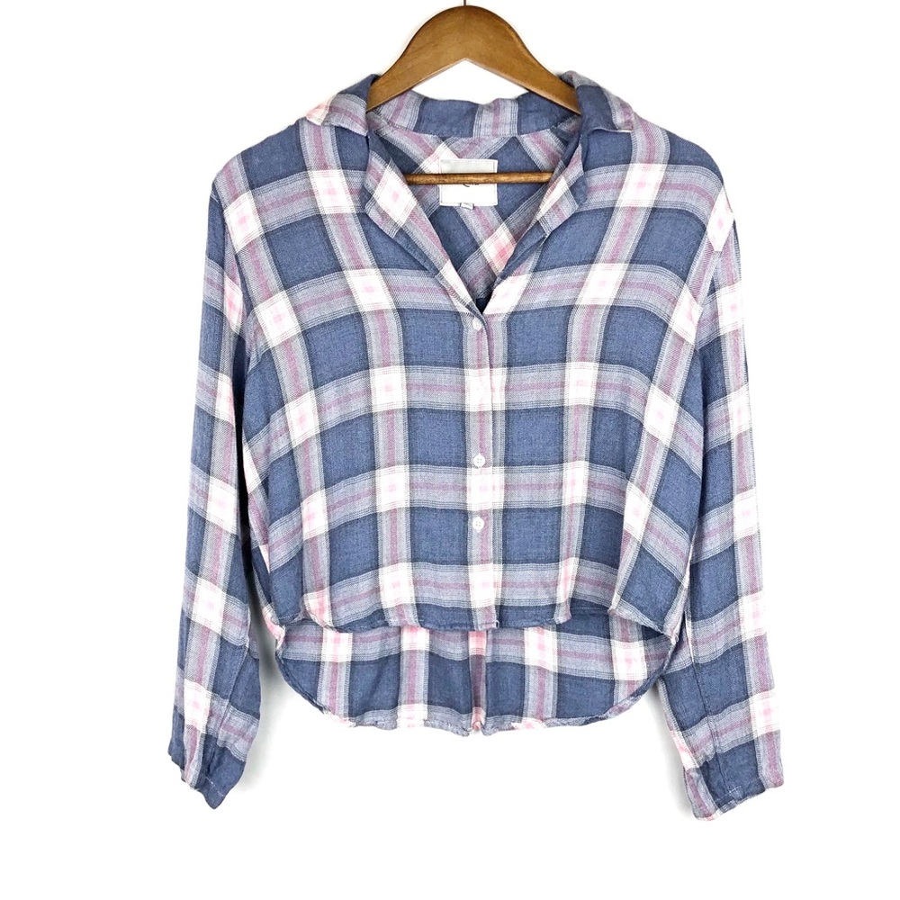 Rails Indigo Berry Plaid Pajama Shirt Blouse